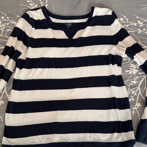 Avenue Navy and Cream Striped Top